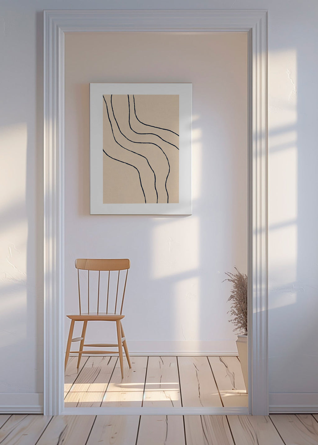 Minimalistisk billede med organiske linjer beige