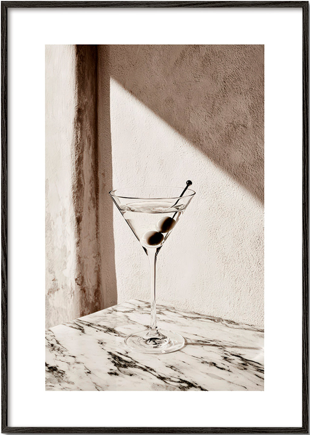 Køkkenkunst Martini i glas på marmor