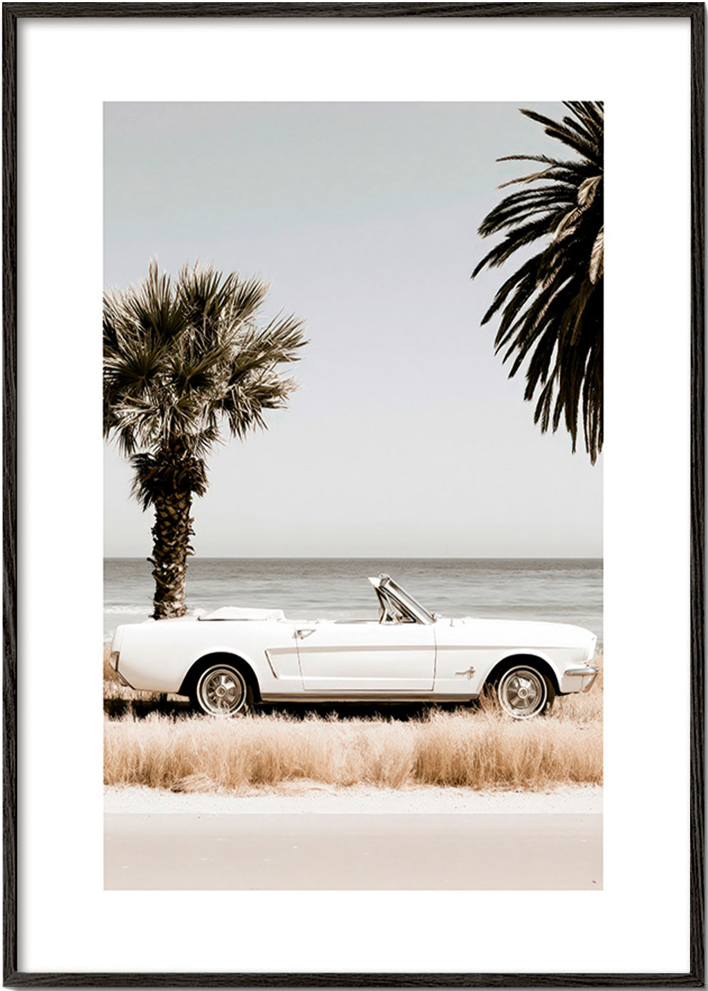 Vintage bilfotografi ved havet