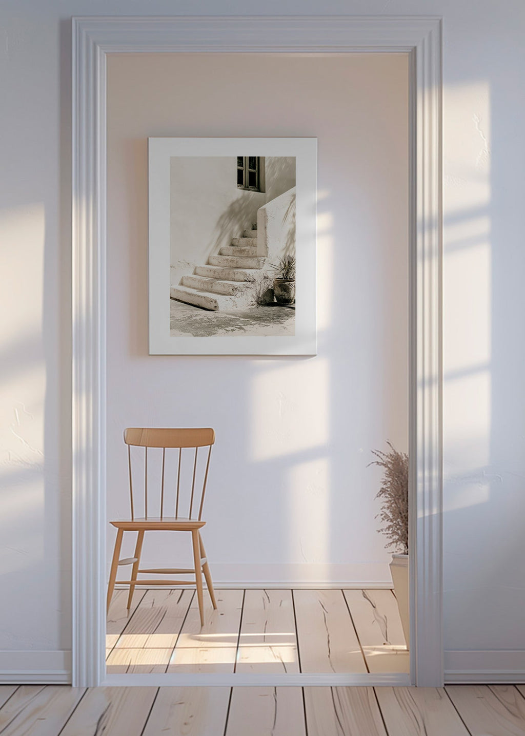 Photograph hvide trin med plante