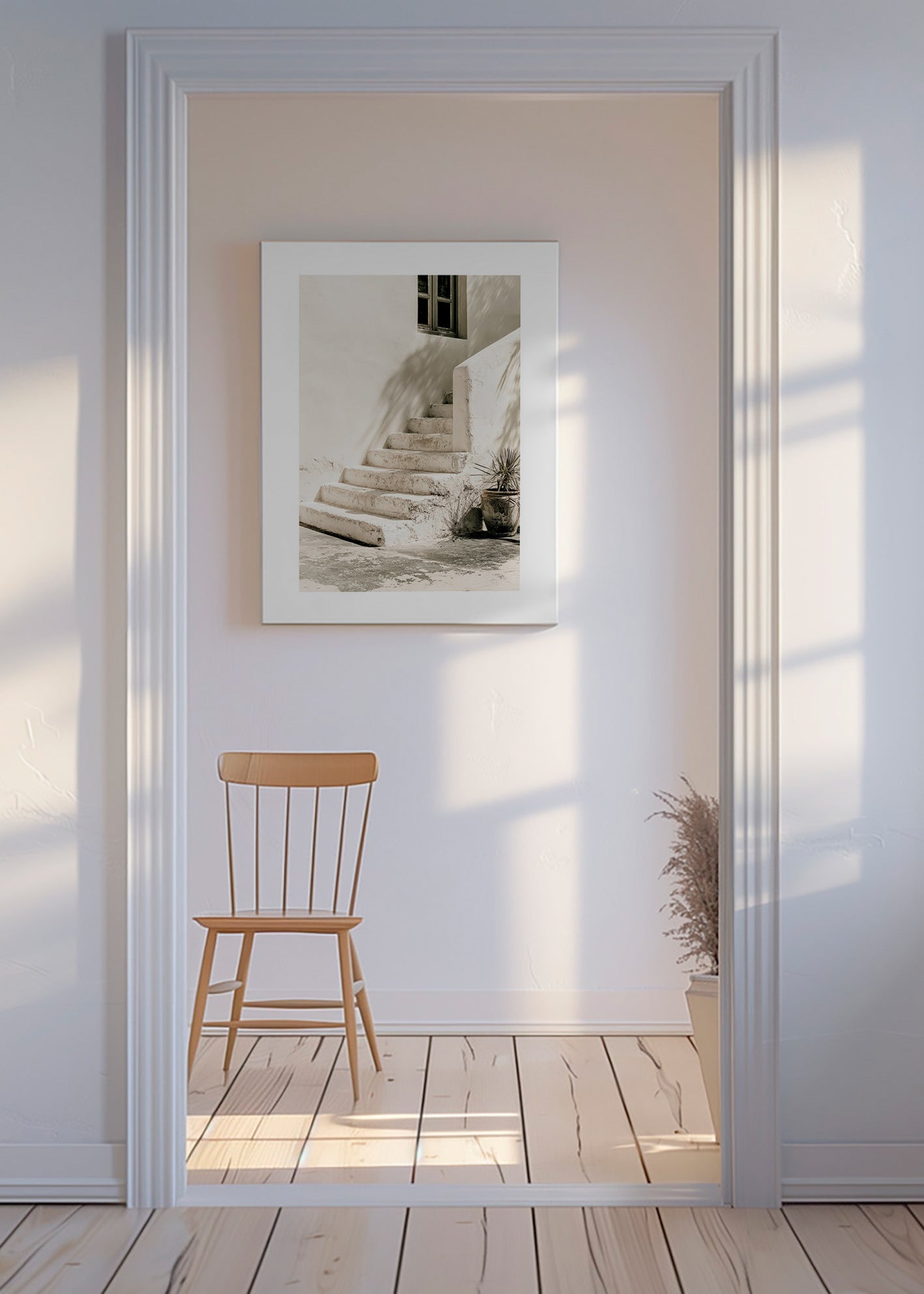 Photograph hvide trin med plante