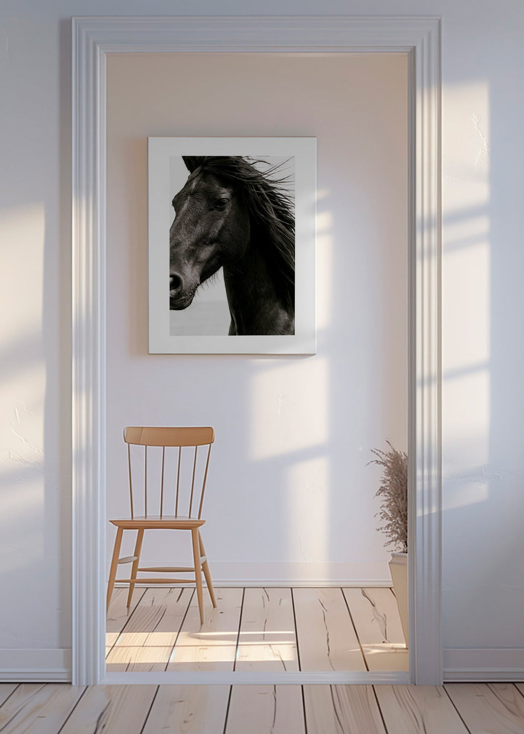 Sort hest portræt