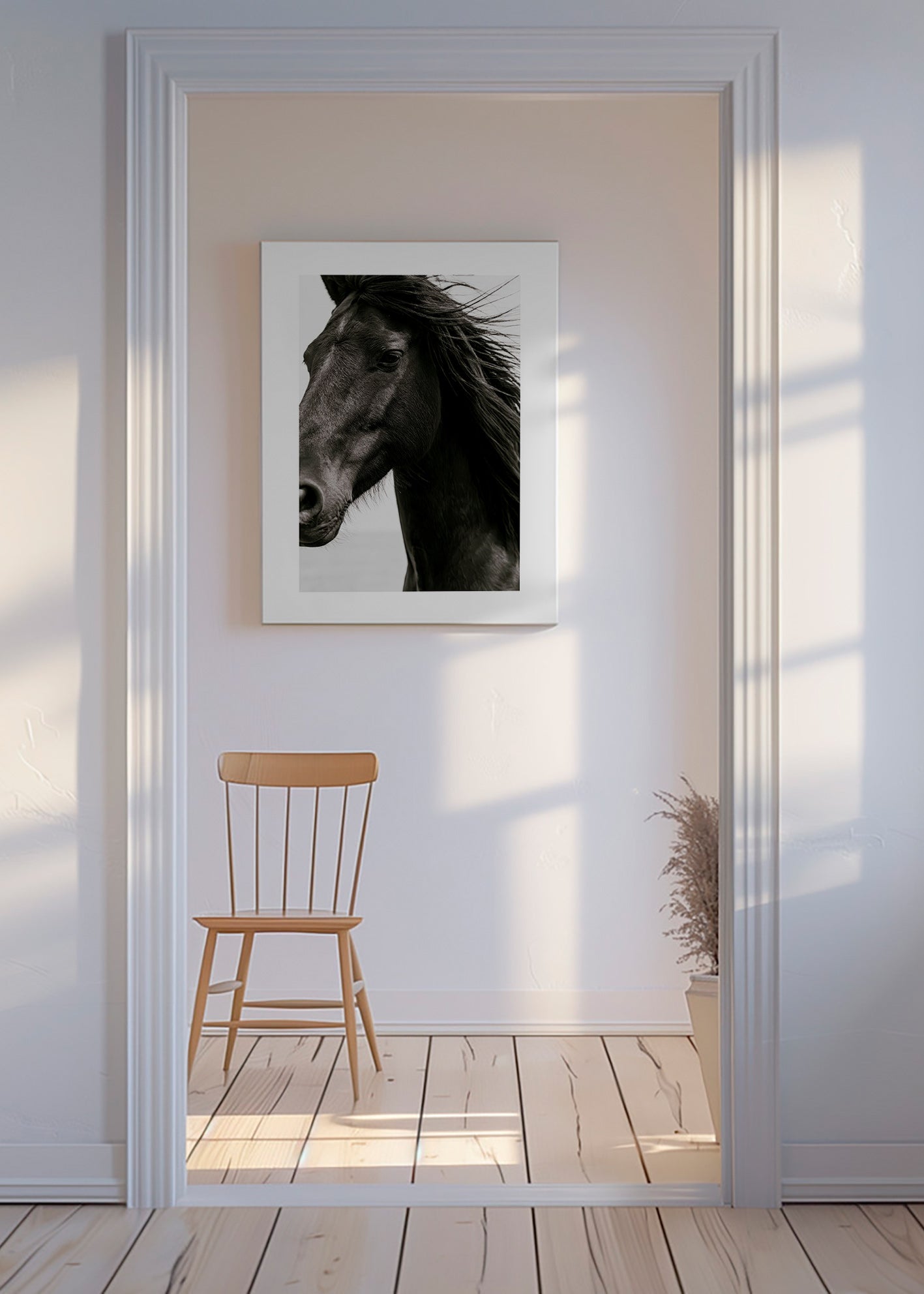 Sort hest portræt