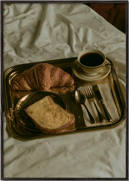 Køkkenkunst med morgenmad på bakke