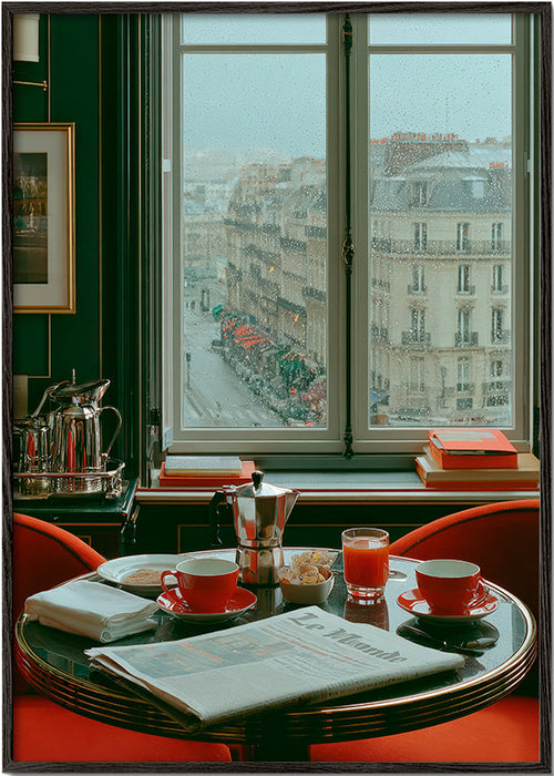 Køkkenkunst med parisisk vindue og kaffe