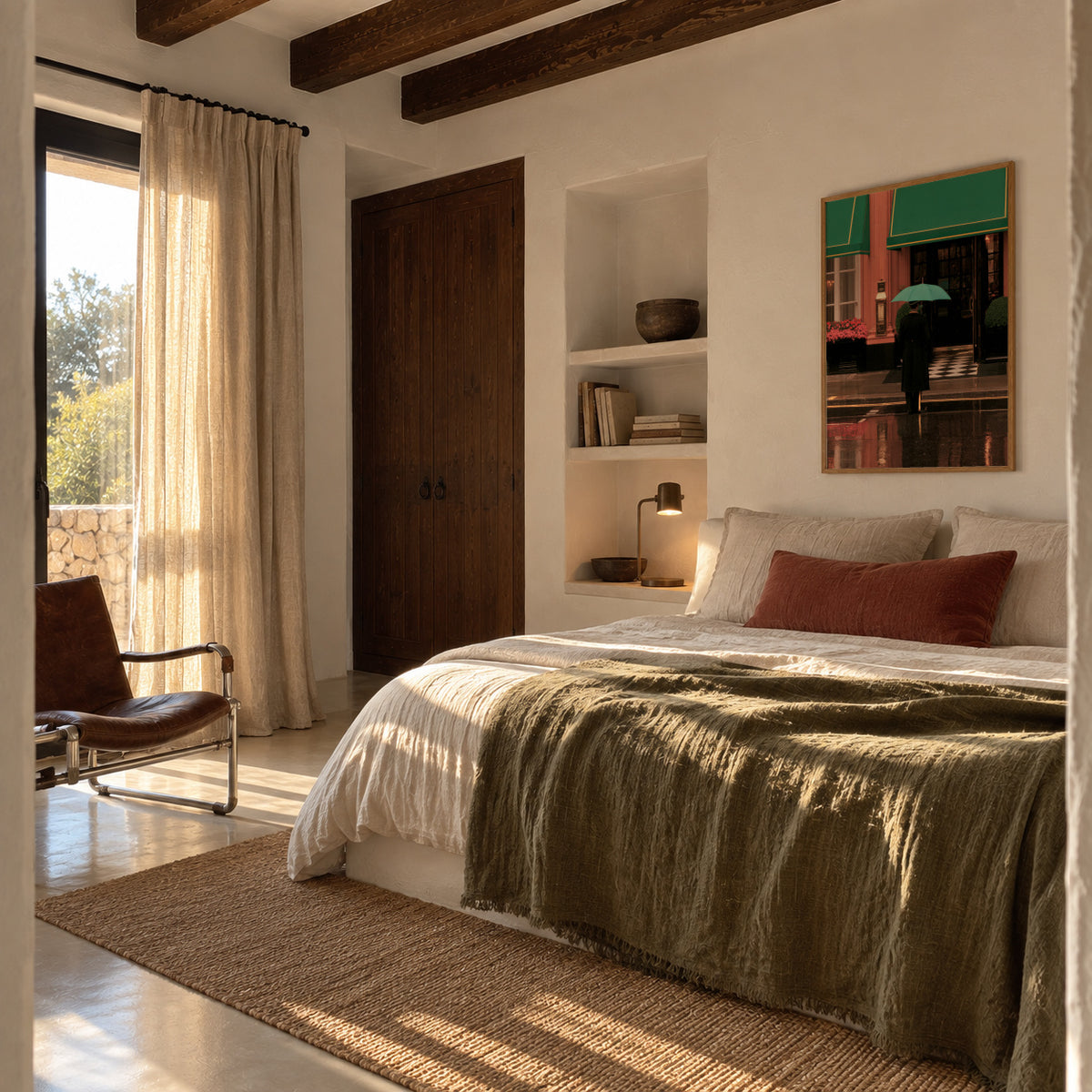 Rainy Evening - Framed poster in an interior