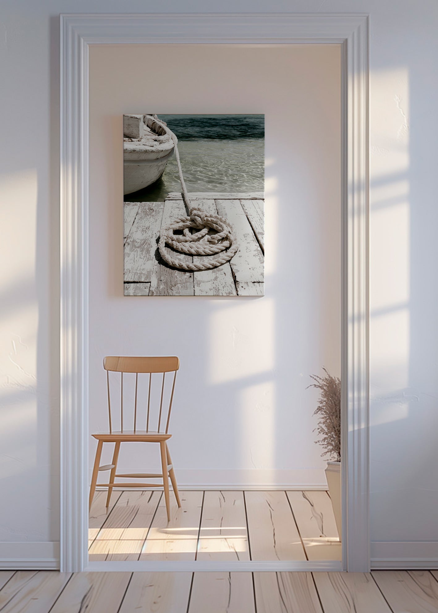 Fotografi af kaj med tov i forgrunden