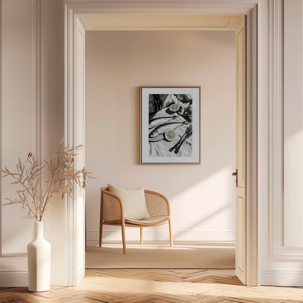 Køkkenkunst: sild og citron i sort-hvid