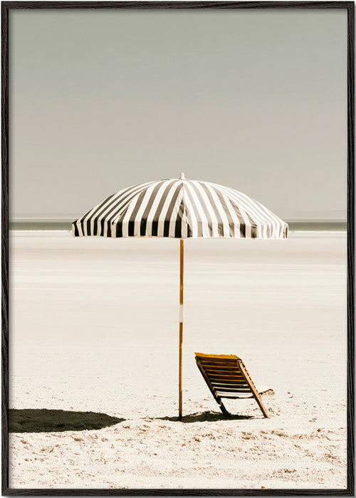 Landskabsplakat med ensomt parasol