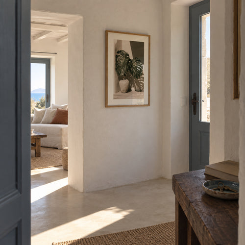 Monstera Shadow - Framed poster in an interior