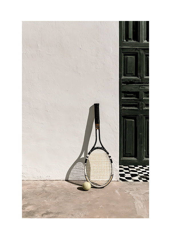 Sportkunst med tennisracket og bold