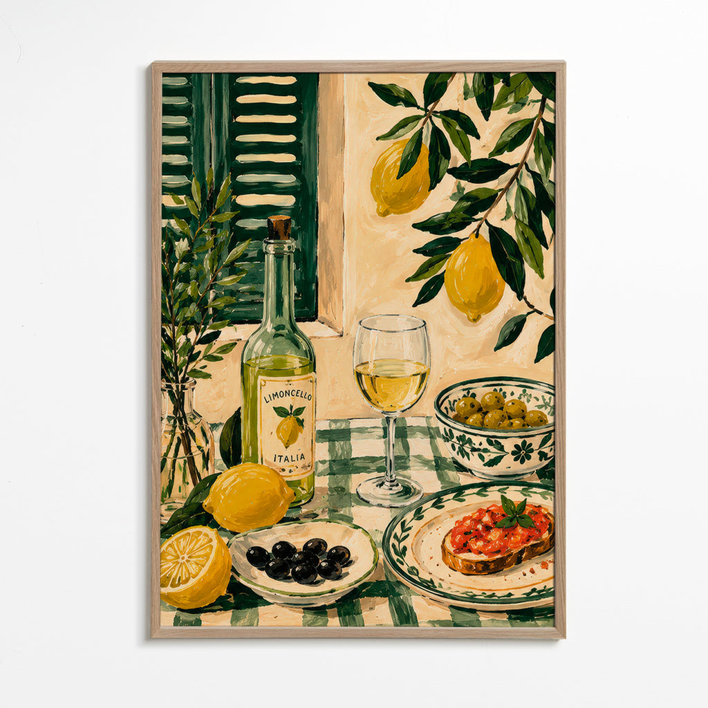 Køkkenkunst: stilleben med citron og limoncello