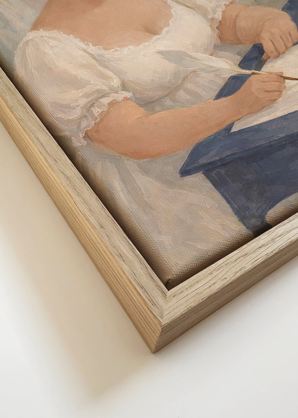 Illustration af dame, der skriver ved stearinlys
