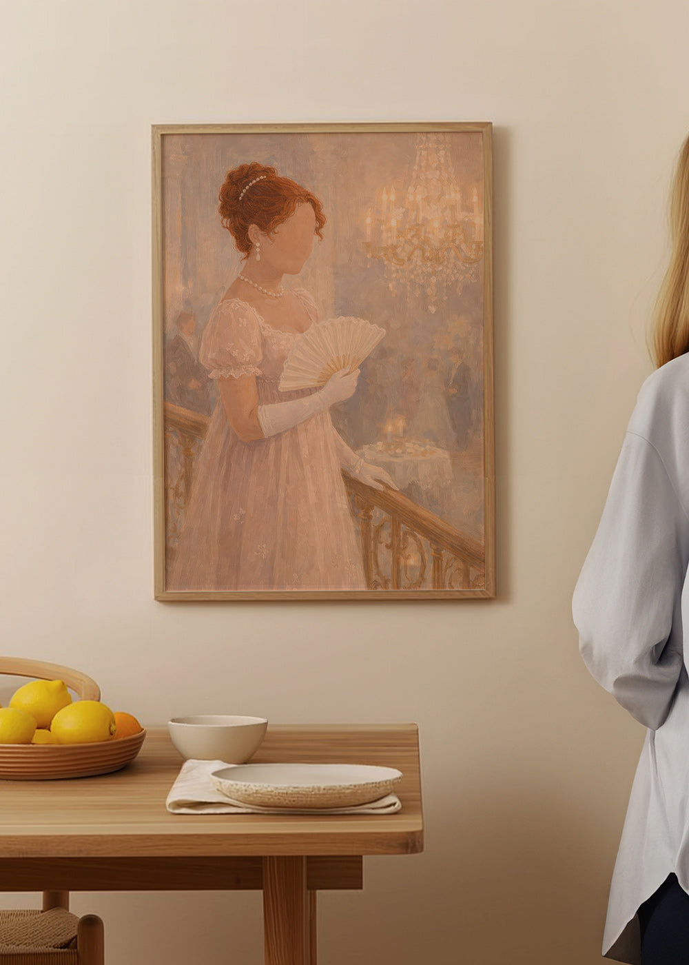 Illustration dame i balsal